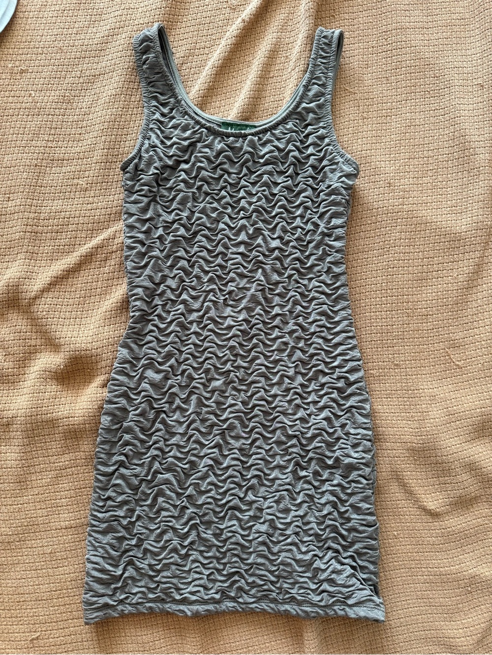 Army Green Sleeveless Ruched Bodycon Dress